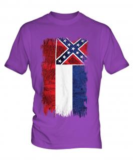 Mississippi State Grunge Flag Mens T-Shirt