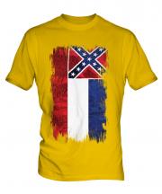 Mississippi State Grunge Flag Mens T-Shirt