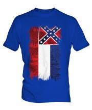 Mississippi State Grunge Flag Mens T-Shirt