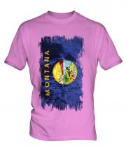 Montana State Grunge Flag Mens T-Shirt