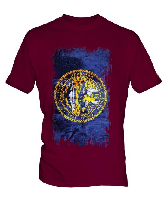 Nebraska State Grunge Flag Mens T-Shirt