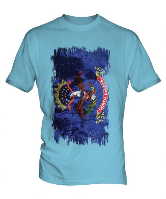 North Dakota State Grunge Flag Mens T-Shirt