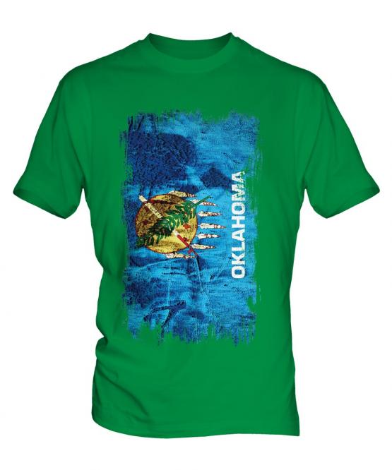 Oklahoma State Grunge Flag Mens T-Shirt