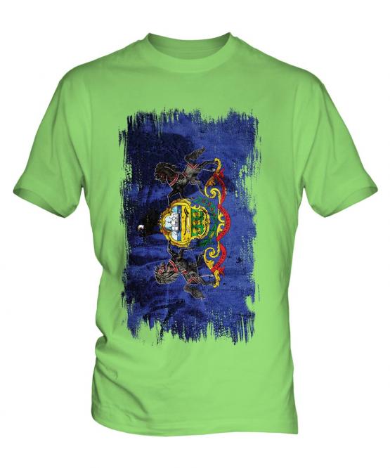 Pennsylvania State Grunge Flag Mens T-Shirt
