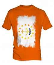 Rhode Island State Grunge Flag Mens T-Shirt
