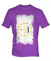 Rhode Island State Grunge Flag Mens T-Shirt
