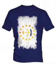 Rhode Island State Grunge Flag Mens T-Shirt