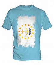Rhode Island State Grunge Flag Mens T-Shirt