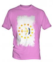 Rhode Island State Grunge Flag Mens T-Shirt