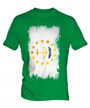 Rhode Island State Grunge Flag Mens T-Shirt