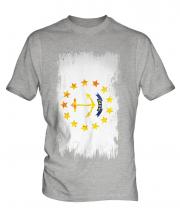Rhode Island State Grunge Flag Mens T-Shirt