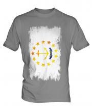 Rhode Island State Grunge Flag Mens T-Shirt