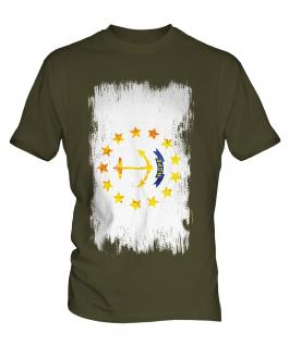Rhode Island State Grunge Flag Mens T-Shirt