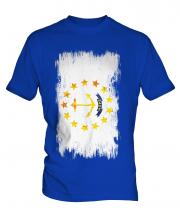 Rhode Island State Grunge Flag Mens T-Shirt