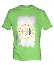 Rhode Island State Grunge Flag Mens T-Shirt