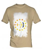 Rhode Island State Grunge Flag Mens T-Shirt