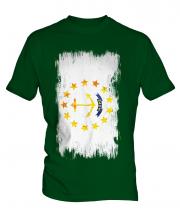 Rhode Island State Grunge Flag Mens T-Shirt