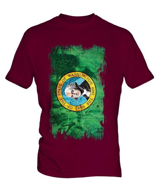 Washington State Grunge Flag Mens T-Shirt