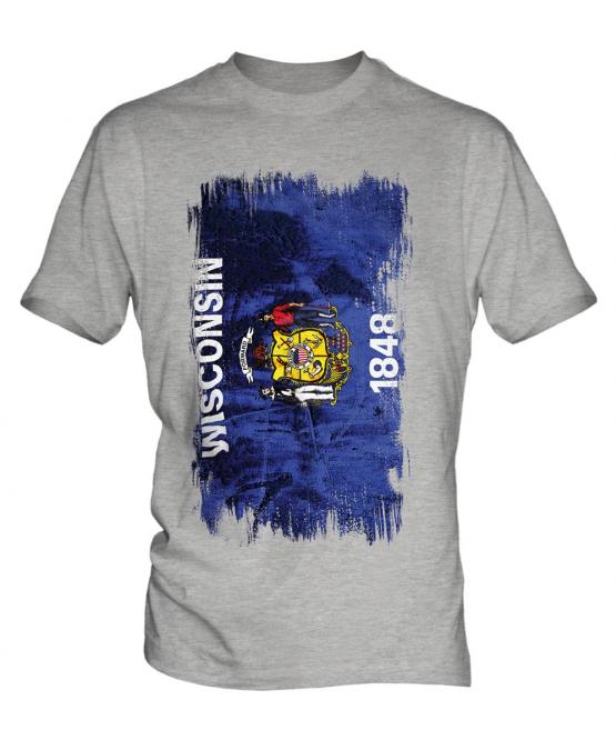 Wisconsin State Grunge Flag Mens T-Shirt