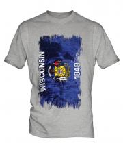 Wisconsin State Grunge Flag Mens T-Shirt