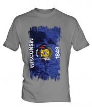 Wisconsin State Grunge Flag Mens T-Shirt