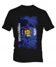 Wisconsin State Grunge Flag Mens T-Shirt