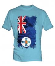 Queensland Grunge Flag Mens T-Shirt