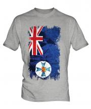 Queensland Grunge Flag Mens T-Shirt