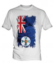 Queensland Grunge Flag Mens T-Shirt