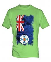 Queensland Grunge Flag Mens T-Shirt