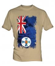 Queensland Grunge Flag Mens T-Shirt