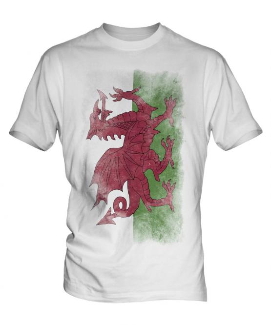 Wales Faded Flag Mens T-Shirt