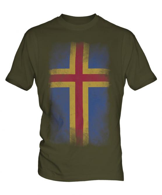Aland Faded Flag Mens T-Shirt