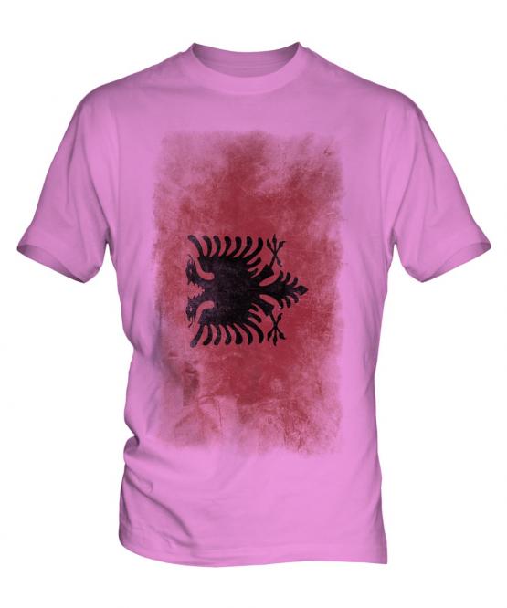 Albania Faded Flag Mens T-Shirt