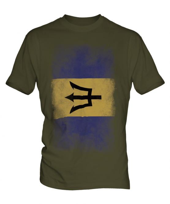 Barbados Faded Flag Mens T-Shirt