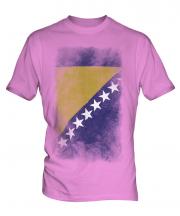 Bosnia And Herzegovina Faded Flag Mens T-Shirt