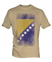 Bosnia And Herzegovina Faded Flag Mens T-Shirt