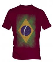 Brazil Faded Flag Mens T-Shirt