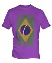 Brazil Faded Flag Mens T-Shirt