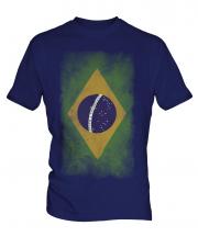 Brazil Faded Flag Mens T-Shirt