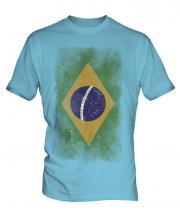 Brazil Faded Flag Mens T-Shirt