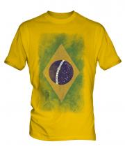 Brazil Faded Flag Mens T-Shirt