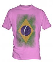 Brazil Faded Flag Mens T-Shirt