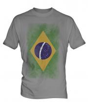 Brazil Faded Flag Mens T-Shirt