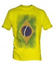 Brazil Faded Flag Mens T-Shirt