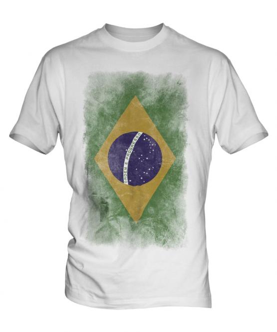 Brazil Faded Flag Mens T-Shirt