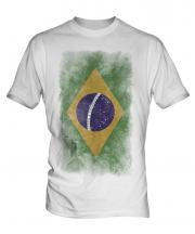 Brazil Faded Flag Mens T-Shirt