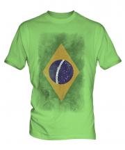 Brazil Faded Flag Mens T-Shirt