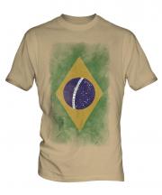 Brazil Faded Flag Mens T-Shirt
