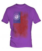 Burma Faded Flag Mens T-Shirt